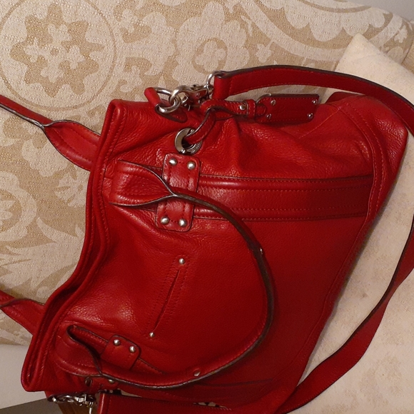 B MAKOWSKY Shoulder Tote Bag Purse Soft Leather XL. RED - Picture 14 of 14